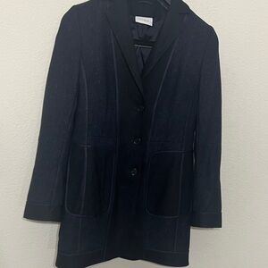 AKRIS punto Black Long Light Wool Long Jacket Coat women’s Sz 8